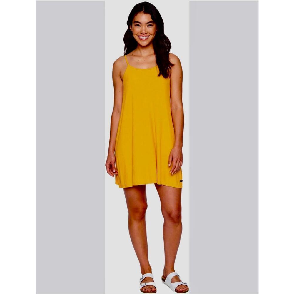 ☀️Hurley Claire Sleeveless Scoop Neck  Rib Tank Mini Dress Honey Gold Small NWT